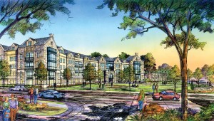Rendering: Gables Oglethorpe from the corner of Peachtree Road and Hermance Drive
